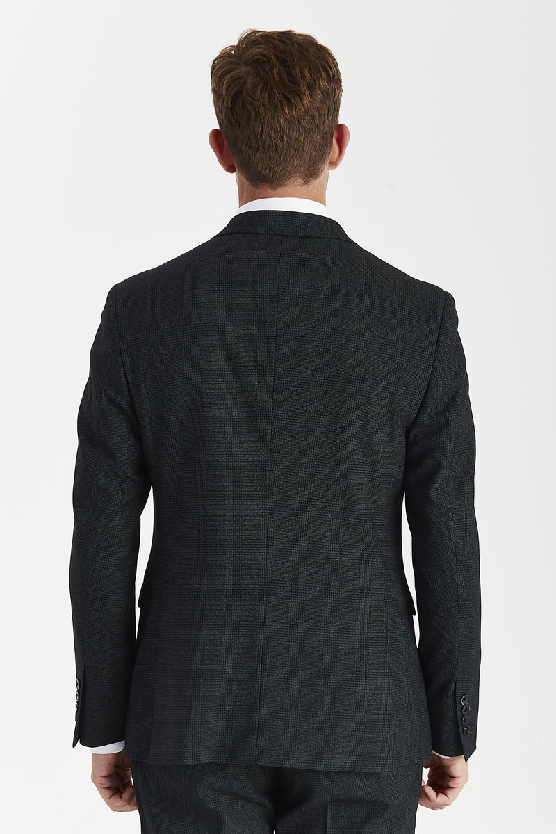 Regent - Blazer croisé à carreaux verts pour homme