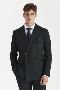 Regent - Blazer croisé à carreaux verts pour homme