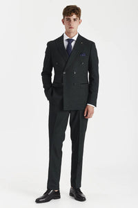 Regent - Blazer croisé à carreaux verts pour homme