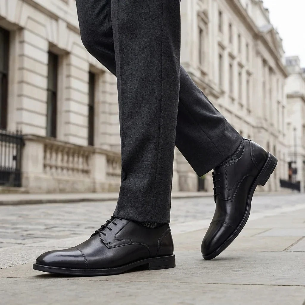 Regent - Chaussures Derby pour homme en cuir noir poli