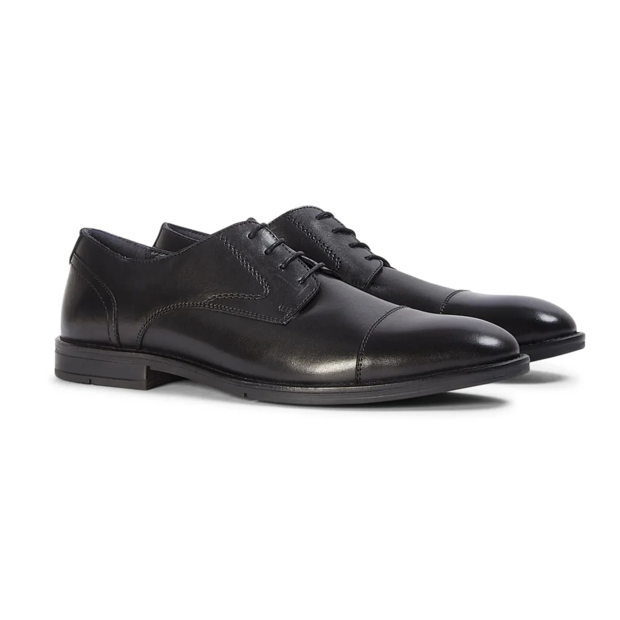 Regent - Chaussures Derby pour homme en cuir noir poli