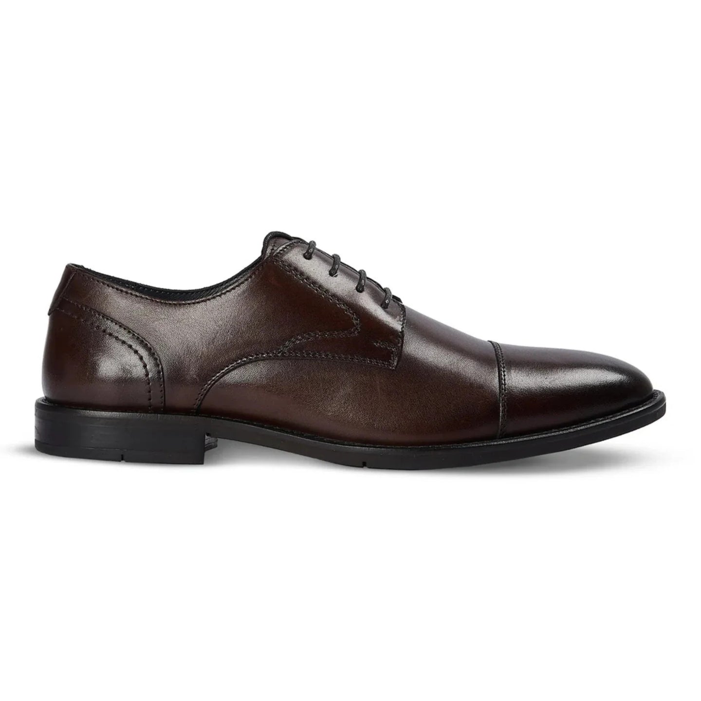 Regent - Chaussures Derby pour homme en cuir marron foncé patiné