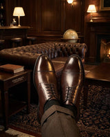 Regent - Chaussures Derby pour homme en cuir marron foncé patiné