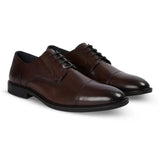 Regent - Chaussures Derby pour homme en cuir marron foncé patiné