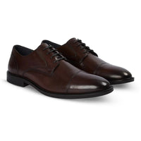Regent - Chaussures Derby pour homme en cuir marron foncé patiné