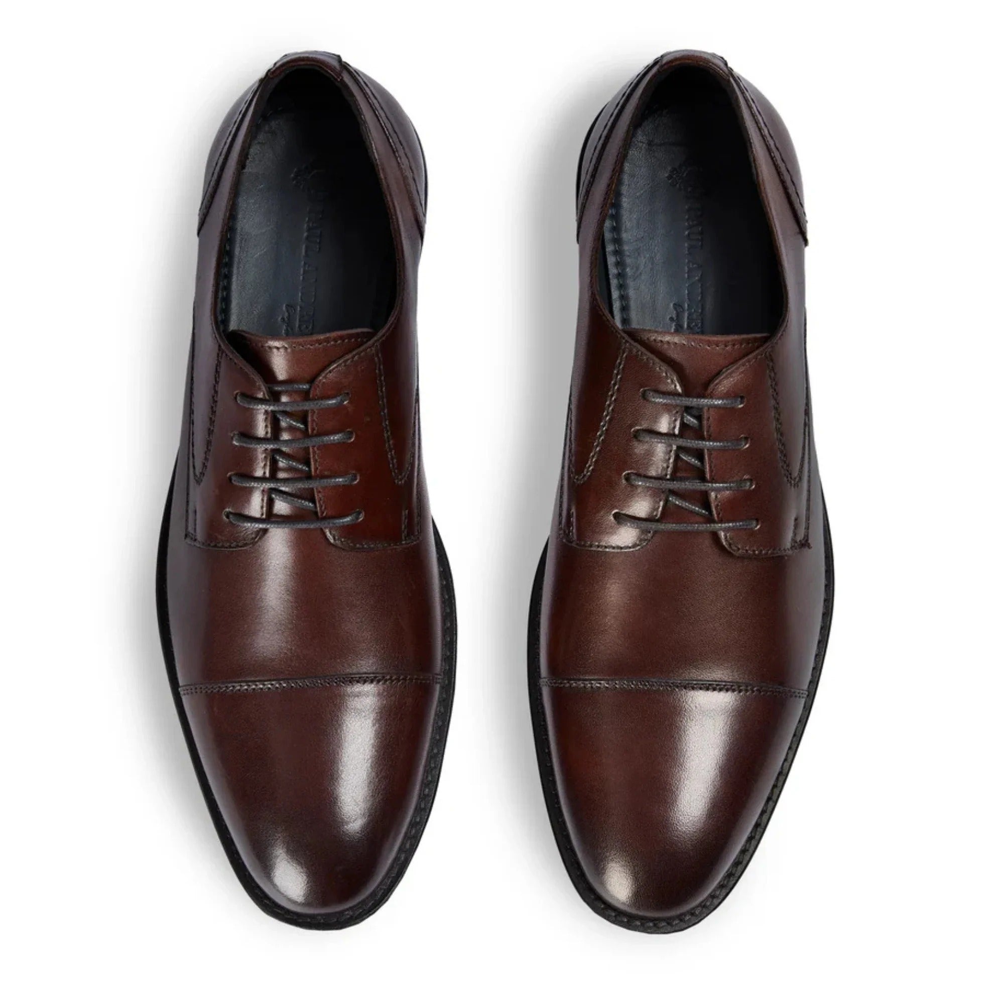 Regent - Chaussures Derby pour homme en cuir marron foncé patiné