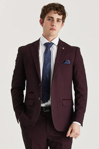 Regent - Blazer homme à carreaux bordeaux, coupe ajustée
