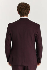 Regent - Blazer homme à carreaux bordeaux, coupe ajustée