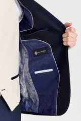 Costume à carreaux bleu marine Regent avec gilet crème Regent contrastant