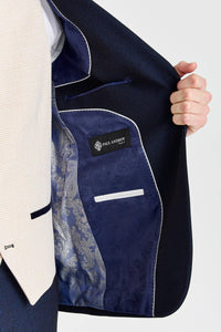 Costume à carreaux bleu marine Regent avec gilet crème Regent contrastant