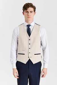 Costume à carreaux bleu marine Regent avec gilet crème Regent contrastant