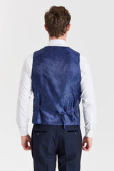 Costume à carreaux bleu marine Regent avec gilet crème Regent contrastant