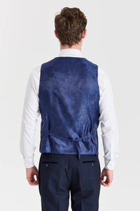 Costume à carreaux bleu marine Regent avec gilet crème Regent contrastant