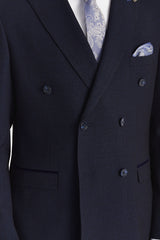 Regent - Blazer croisé à carreaux marine pour homme