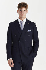 Regent - Blazer croisé à carreaux marine pour homme