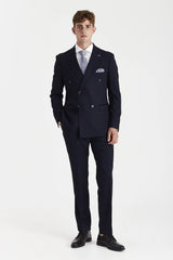 Regent - Blazer croisé à carreaux marine pour homme