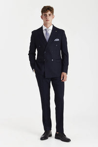 Regent - Blazer croisé à carreaux marine pour homme