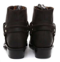 Unisex Real Leather Biker Ankle Boots Rock Punk Grinders Buckle Cowboy Riding