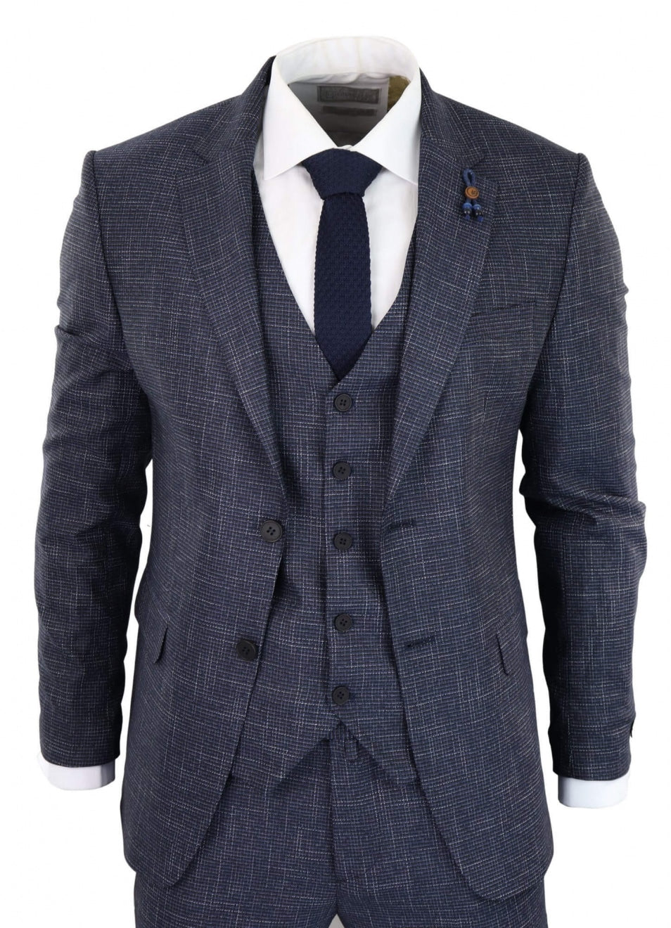 Navy-Blue Graph Check 3 Piece Suit - RK20-02