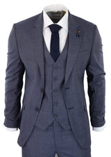 Blue-Grey Sheppard's Check 3 Piece Suit - RK20-11