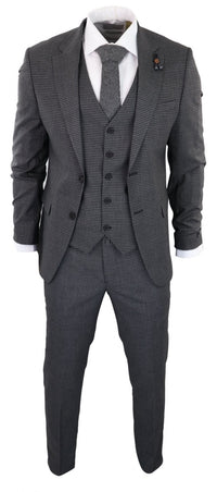 Dark-Grey Sheppard's Check 3 Piece Suit - RK20-12
