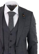 Dark-Grey Sheppard's Check 3 Piece Suit - RK20-12