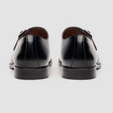 Romero - Chaussures à boucle simple noires polies pour hommes