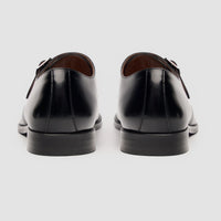 Romero - Chaussures à boucle simple noires polies pour hommes