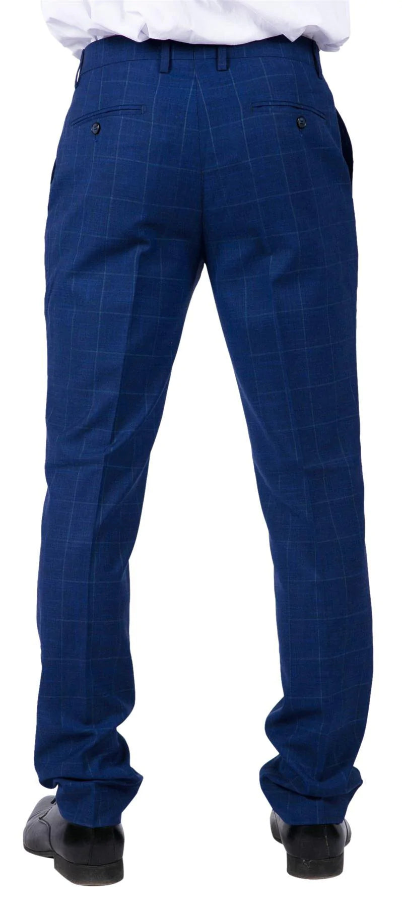 Rover - Men's Blue Wedding Trousers Tweed Check
