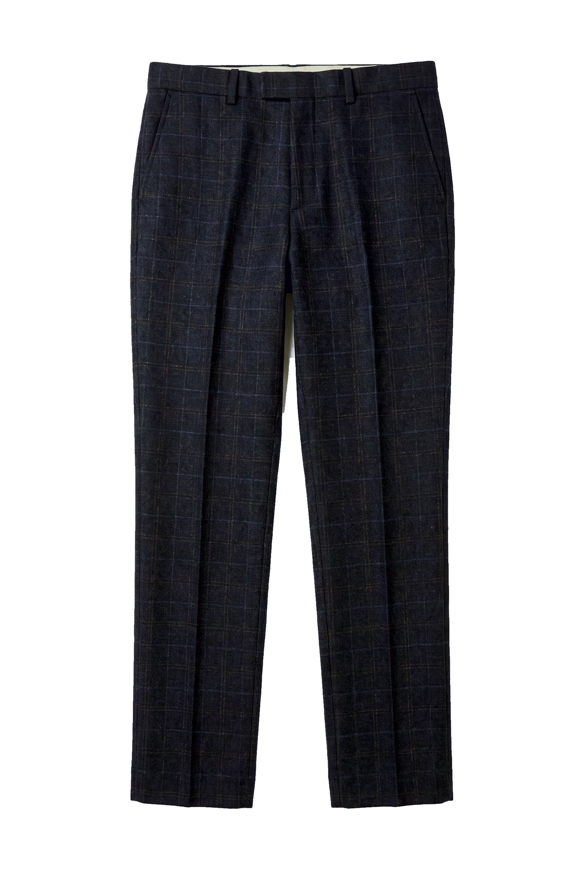 Ryan - Pantalon à carreaux en tweed bleu marine pour homme