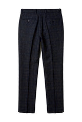 Ryan - Pantalon à carreaux en tweed bleu marine pour homme