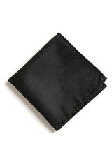 Cravate noire texturée en satin de soie, coffret cadeau avec pochette, boutons de manchette et cravate en satin mat.