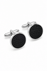 Cravate noire texturée en satin de soie, coffret cadeau avec pochette, boutons de manchette et cravate en satin mat.