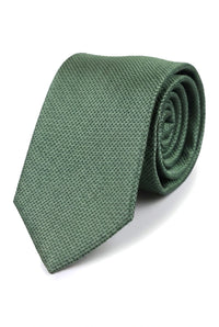 Coffret cadeau cravate verte texturée en satin de soie, pochette, boutons de manchette, cravate en satin mat