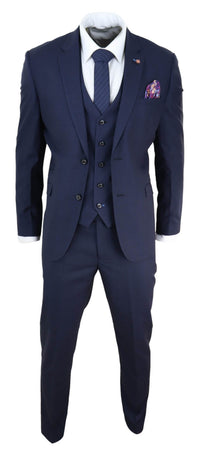 Mens Navy Blue Tailored Fit Suit