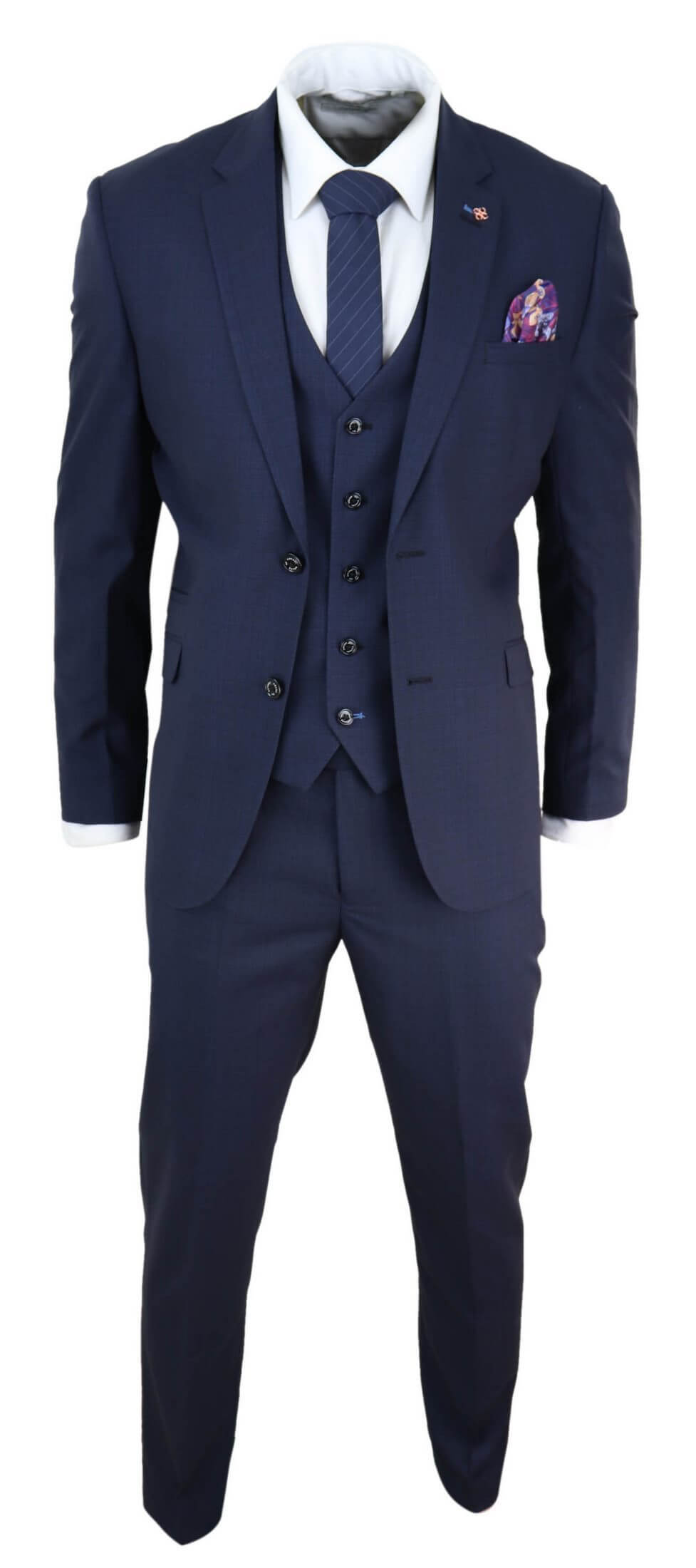 Mens Navy Blue Tailored Fit Suit