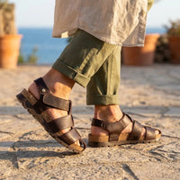 Sandales Stanley C1 pour hommes, imperméables, en cuir marron écorce