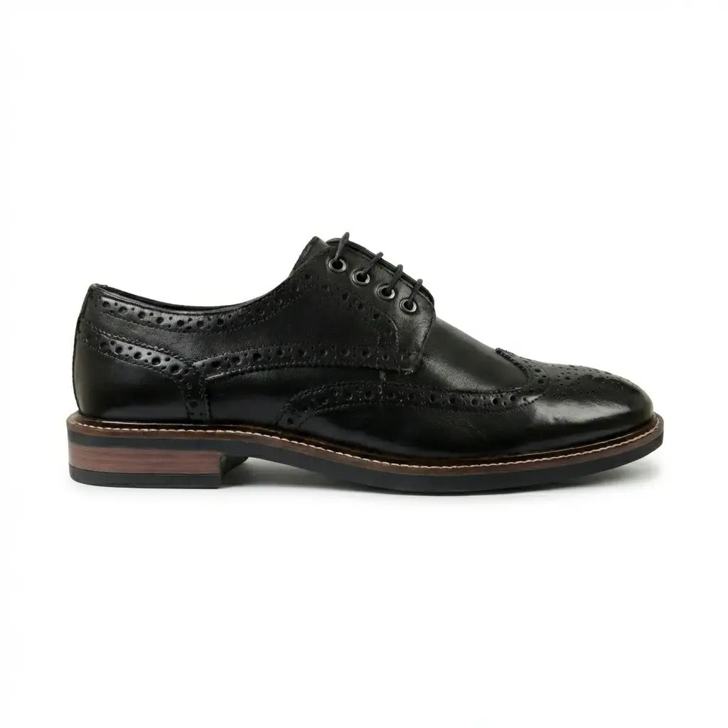 Stokes - Chaussures Richelieu à lacets en cuir noir pour homme