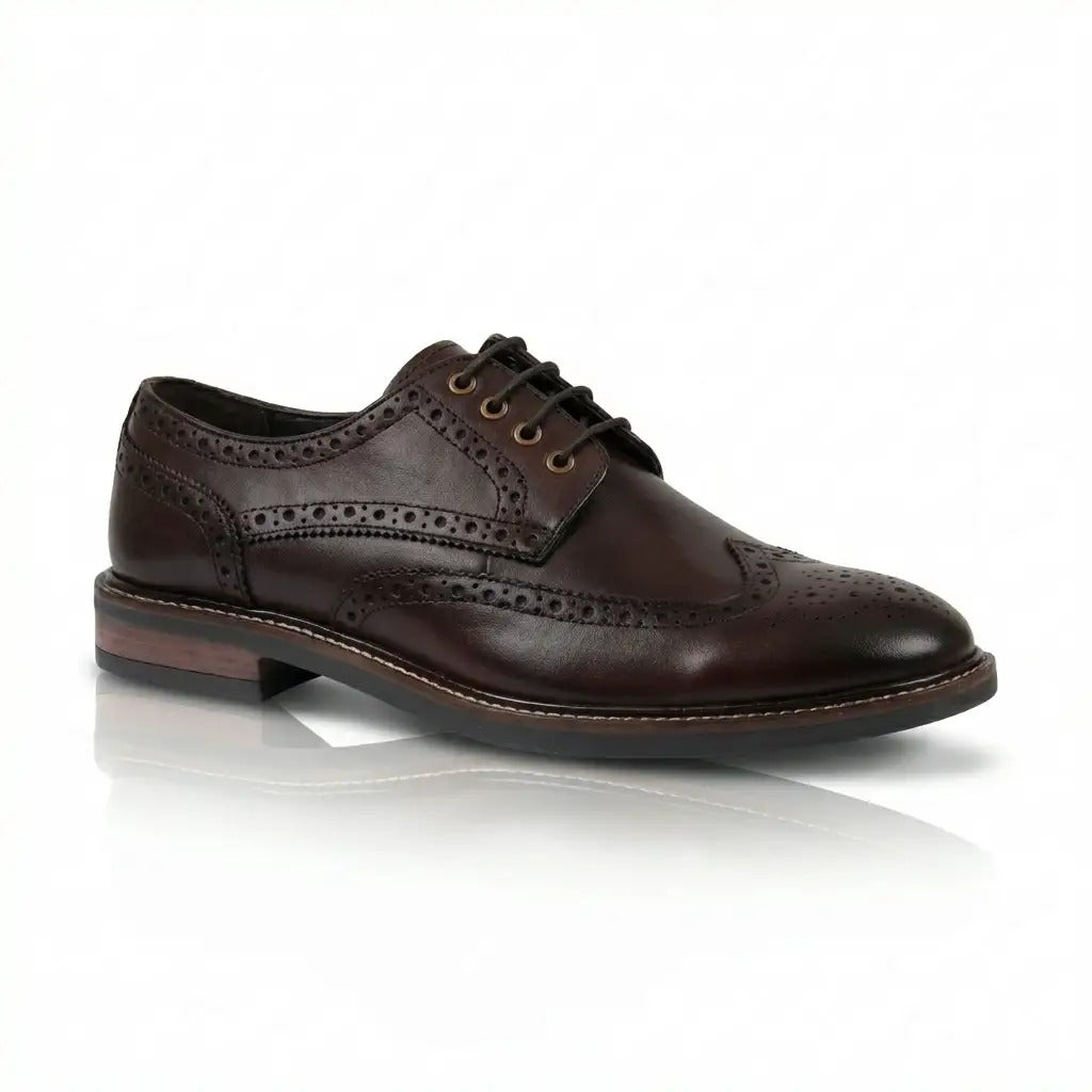 Stokes - Chaussures Richelieu à lacets en cuir marron pour homme