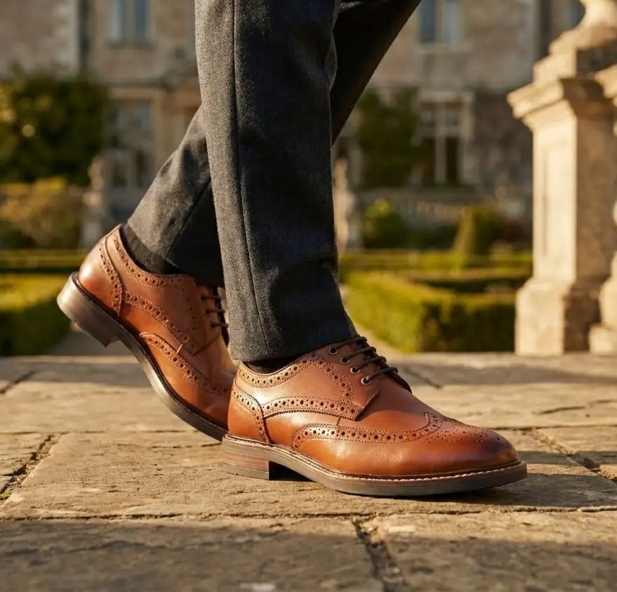 Stokes - Chaussures Richelieu à lacets en cuir fauve pour homme