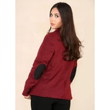 Veste blazer en tweed à chevrons pour femme, rouge bordeaux, style classique des années 1920