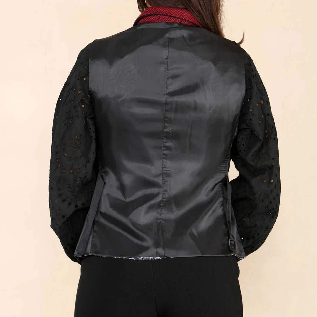 Gilet en tweed à chevrons pour femme, rouge bordeaux, style classique des années 1920