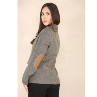 Blazer classique en tweed à chevrons pour femme, marron chêne