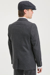 Costume trois pièces en tweed à chevrons gris anthracite pour homme - STZ11