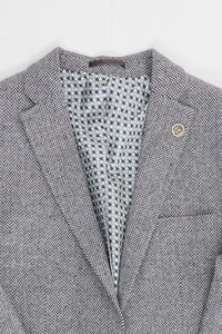 Costume trois pièces en tweed à chevrons gris clair pour homme - STZ11