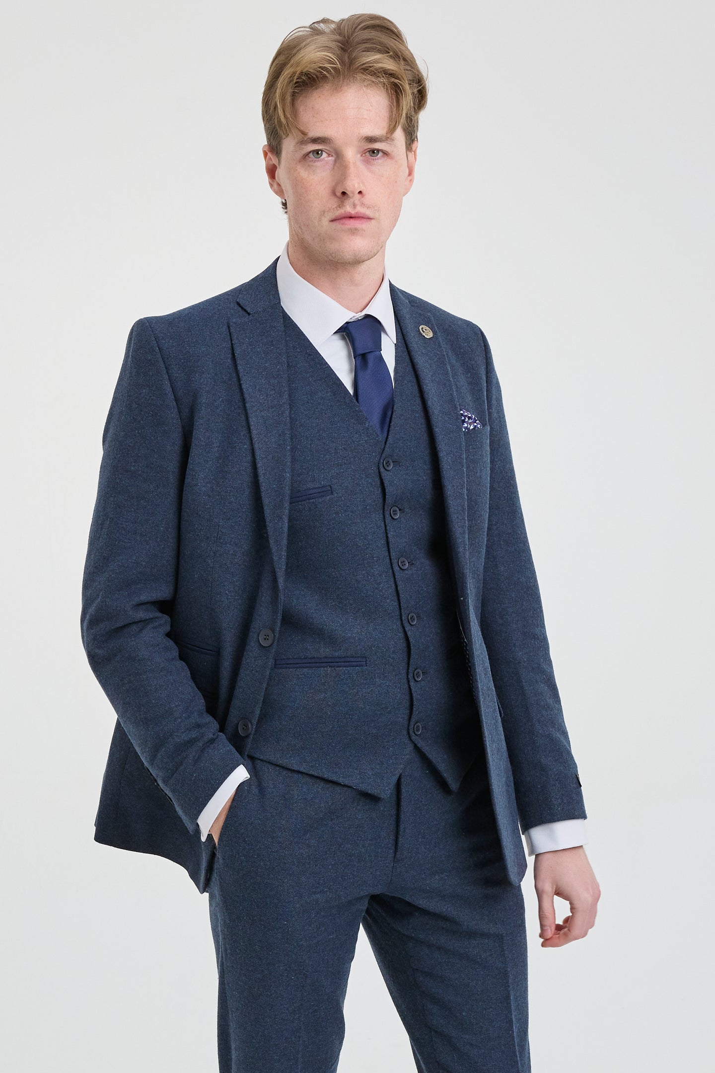 Costume en laine bleu marine Peaky Blinders pour homme