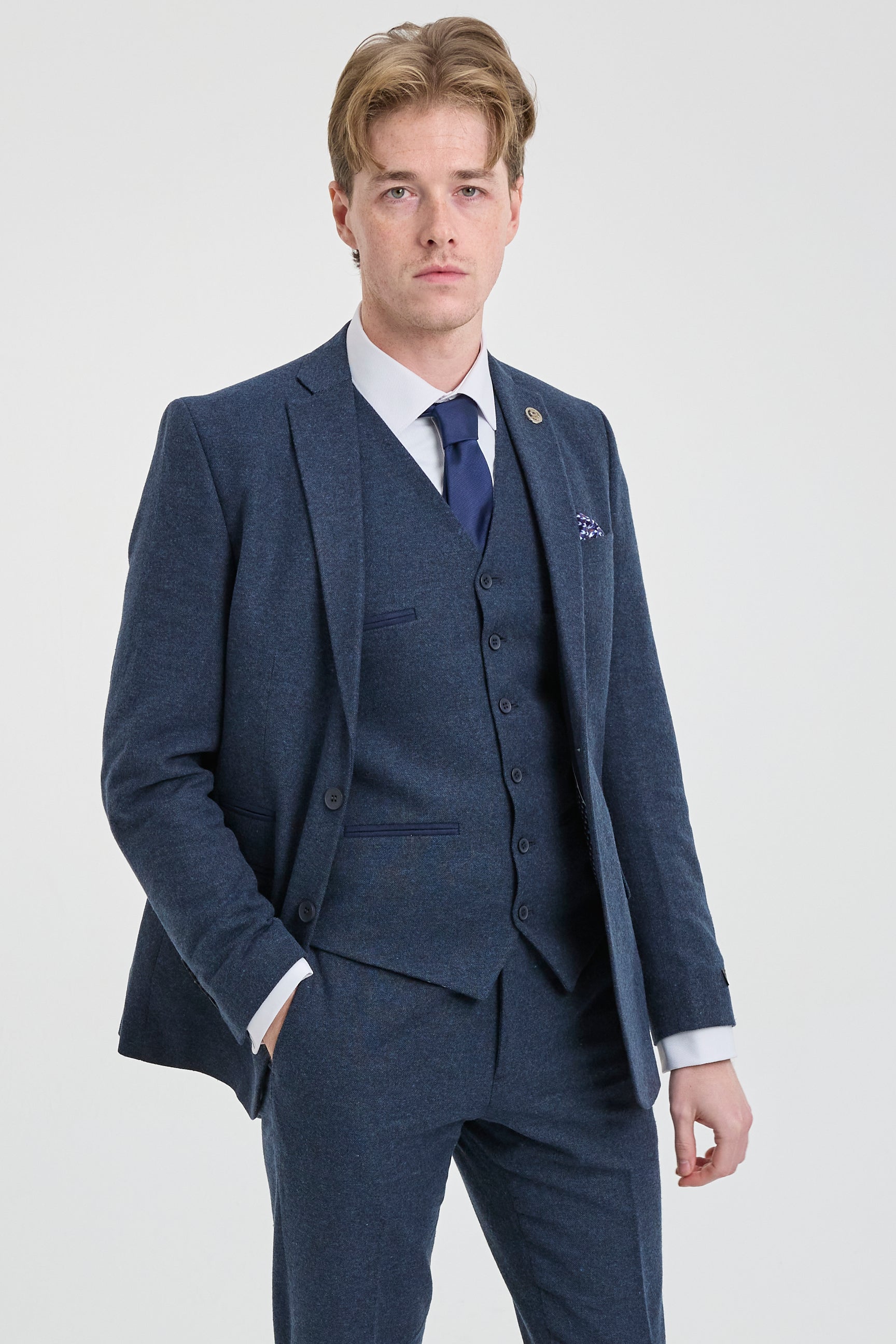 Costume en laine bleu marine Peaky Blinders pour homme