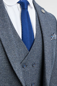 Costume trois pièces bleu marine pour homme avec gilet croisé