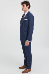Costume trois pièces à fines rayures bleu marine pour homme