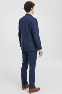 Costume trois pièces à fines rayures bleu marine pour homme